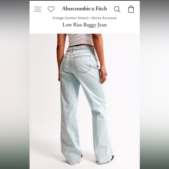Abercrombie light wash low rise baggy jeans, size 28 (6R) - Picture 3 of 9